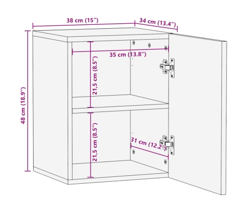 Armario de lavabo para baño madera maciza de mango 38x34x48 cm