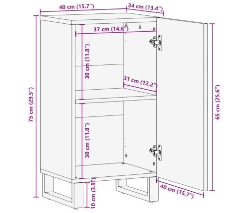 Aparador de madera maciza acacia 40x34x75 cm