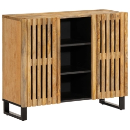 Aparador de madera maciza de mango rugosa 90x34x75 cm