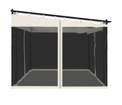 Cenador con paredes de malla acero crema 4x3 m