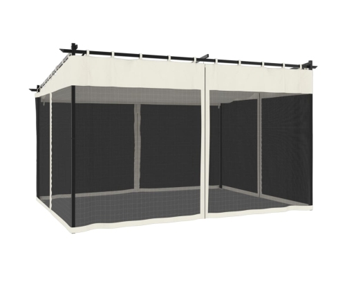 Cenador con paredes de malla acero crema 4x3 m