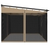 Cenador con paredes de malla acero taupe 4x3 m