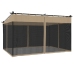 Cenador con paredes de malla acero taupe 4x3 m