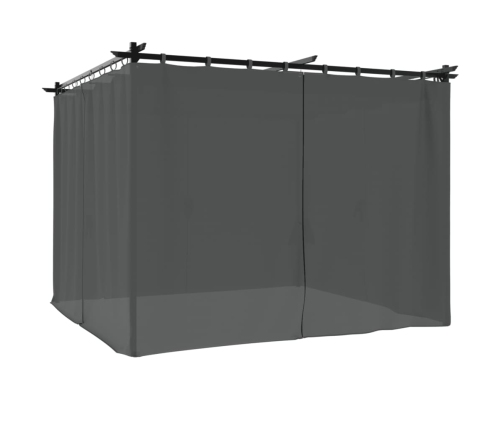 Cenador con cortinas acero gris antracita 3x3 m