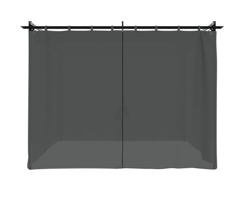 Cenador con cortinas acero gris antracita 3x3 m