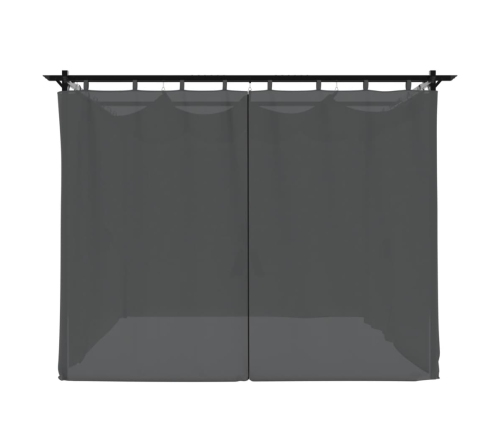 Cenador con cortinas acero gris antracita 3x3 m