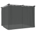 Cenador con cortinas acero gris antracita 3x3 m