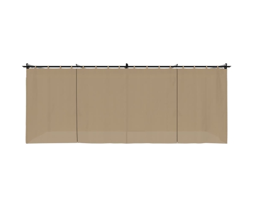 Cenador con cortinas acero taupe 6x3 m