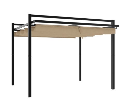 Cenador de jardín con techo retráctil taupe 3x3 m