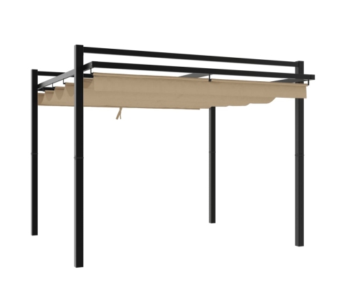 Cenador de jardín con techo retráctil taupe 3x3 m