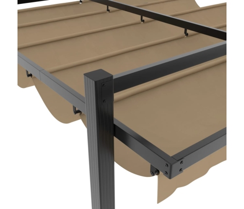 Cenador de jardín con techo retráctil taupe 3x3 m