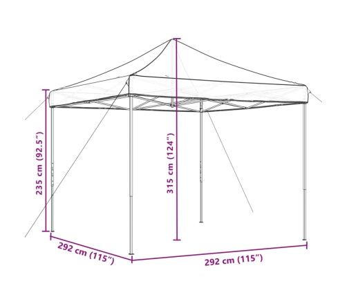 Tienda de fiesta plegable Pop-Up naranja 292x292x315 cm