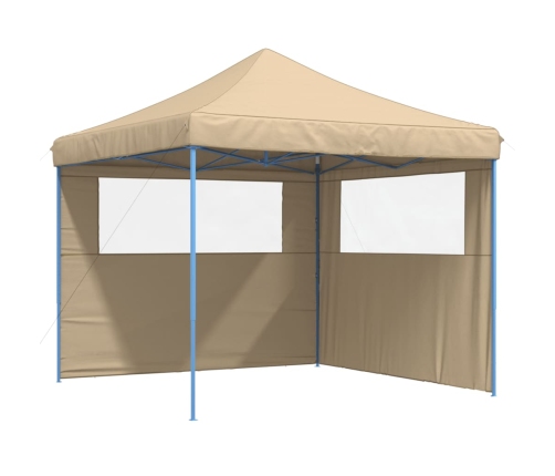 Tienda de fiesta plegable Pop-Up con 2 paredes laterales beige