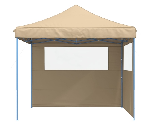 Tienda de fiesta plegable Pop-Up con 2 paredes laterales beige