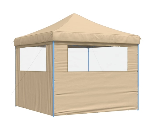 Tienda de fiesta plegable Pop-Up con 2 paredes laterales beige