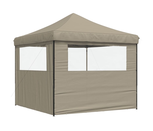 Tienda de fiesta plegable Pop-Up con 2 paredes laterales taupe