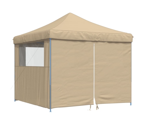 Tienda de fiesta plegable Pop-Up con 4 paredes laterales beige