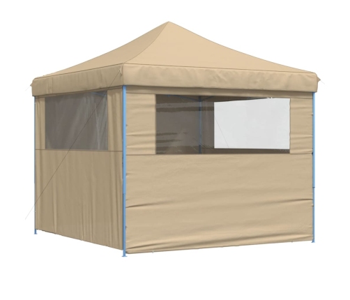 Tienda de fiesta plegable Pop-Up con 4 paredes laterales beige