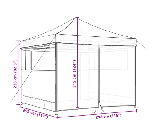 Tienda de fiesta plegable Pop-Up con 4 paredes laterales beige