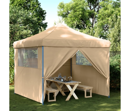 Tienda de fiesta plegable Pop-Up con 4 paredes laterales beige