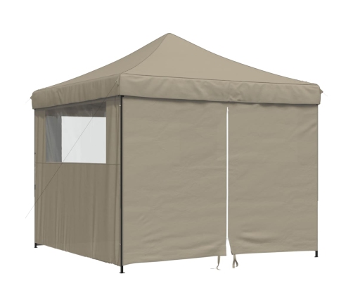 Tienda de fiesta plegable Pop-Up con 4 paredes laterales taupe