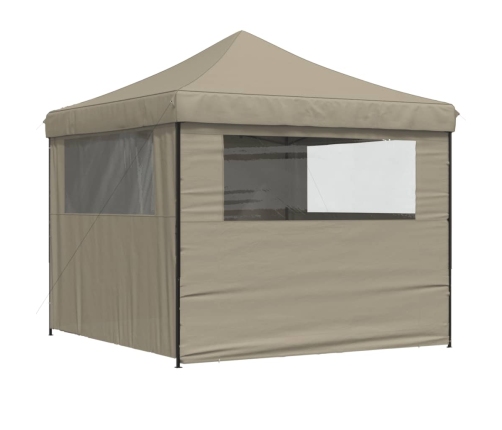 Tienda de fiesta plegable Pop-Up con 4 paredes laterales taupe