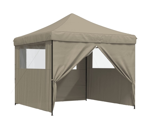 Tienda de fiesta plegable Pop-Up con 4 paredes laterales taupe