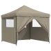 Tienda de fiesta plegable Pop-Up con 4 paredes laterales taupe