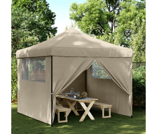 Tienda de fiesta plegable Pop-Up con 4 paredes laterales taupe