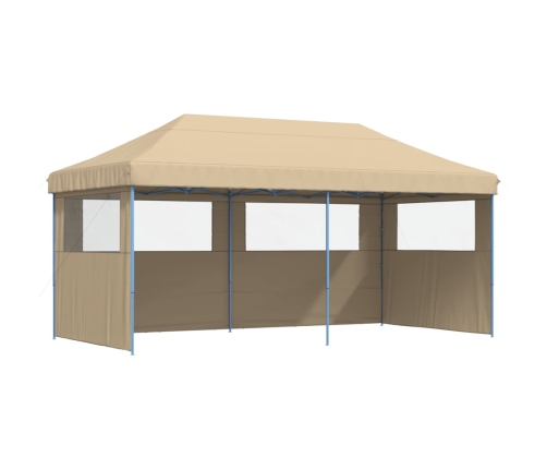 Tienda de fiesta plegable Pop-Up con 3 paredes laterales beige