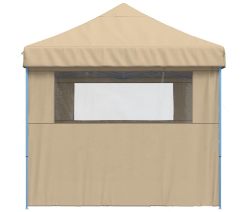 Tienda de fiesta plegable Pop-Up con 3 paredes laterales beige