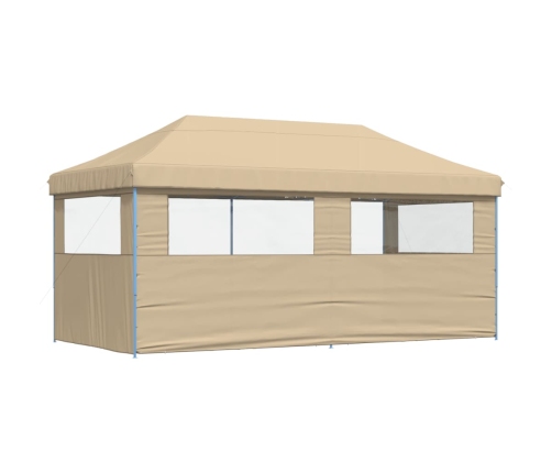 Tienda de fiesta plegable Pop-Up con 3 paredes laterales beige