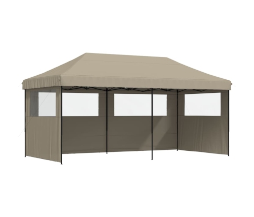 Tienda de fiesta plegable Pop-Up con 3 paredes laterales taupe