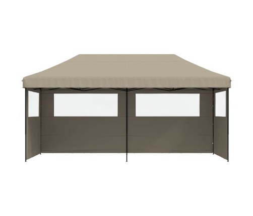 Tienda de fiesta plegable Pop-Up con 3 paredes laterales taupe