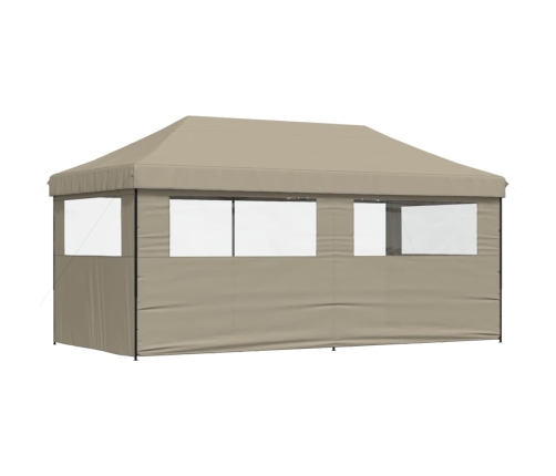 Tienda de fiesta plegable Pop-Up con 3 paredes laterales taupe