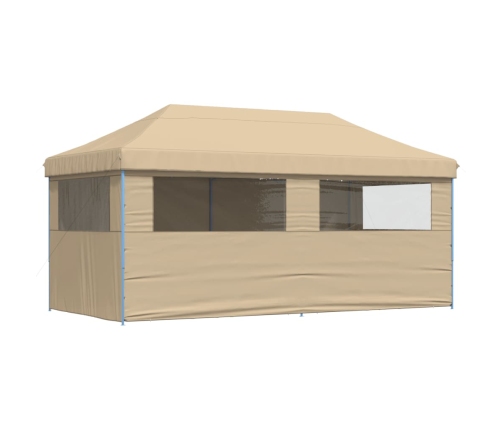 Tienda de fiesta plegable Pop-Up con 4 paredes laterales beige