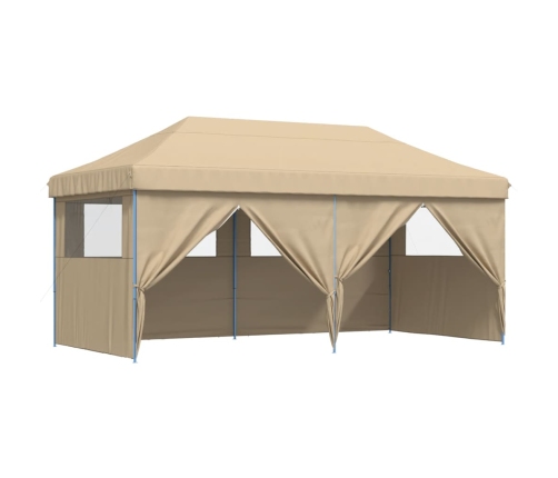 Tienda de fiesta plegable Pop-Up con 4 paredes laterales beige