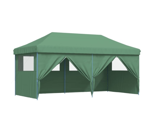 Tienda de fiesta plegable Pop-Up con 4 paredes laterales verde