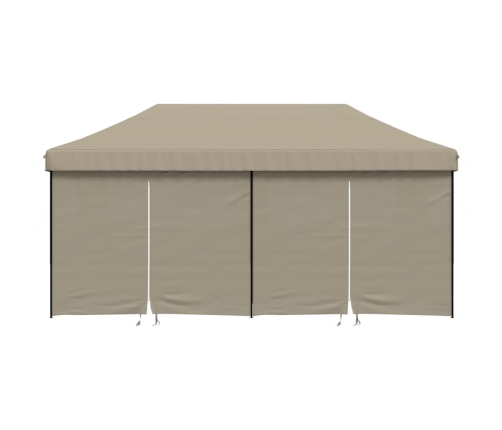 Tienda de fiesta plegable Pop-Up con 4 paredes laterales taupe