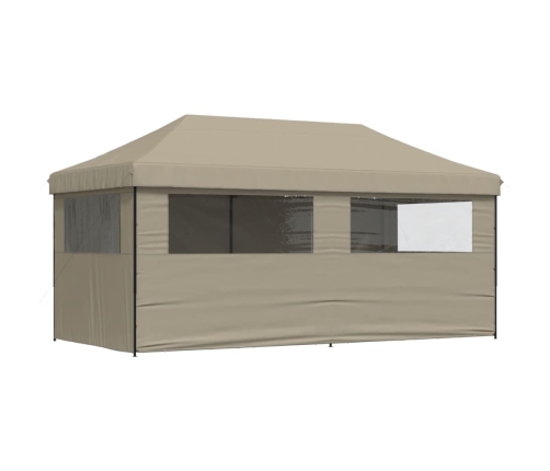 Tienda de fiesta plegable Pop-Up con 4 paredes laterales taupe