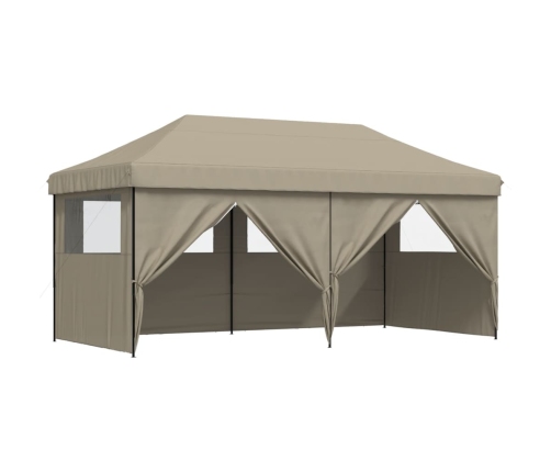 Tienda de fiesta plegable Pop-Up con 4 paredes laterales taupe