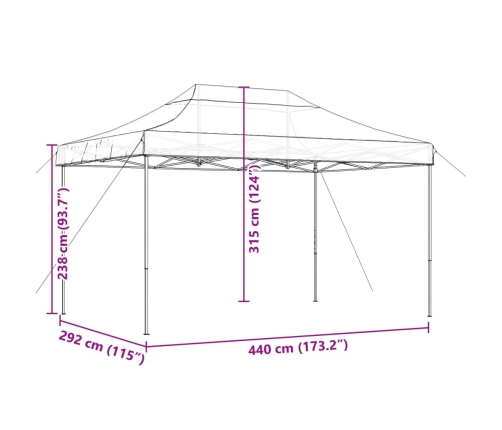 Tienda de fiesta plegable Pop-Up beige 440x292x315 cm