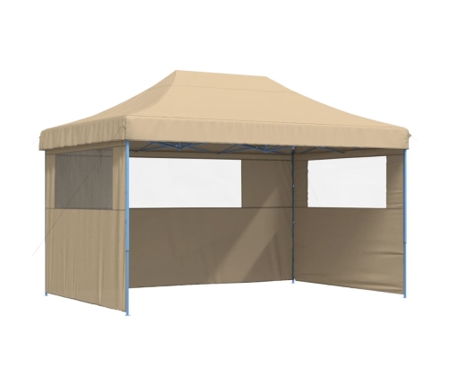 Tienda de fiesta plegable Pop-Up con 3 paredes laterales beige