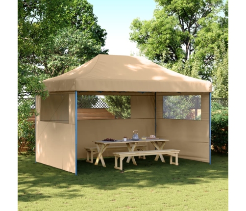 Tienda de fiesta plegable Pop-Up con 3 paredes laterales beige