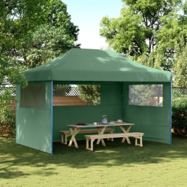 Tienda de fiesta plegable Pop-Up con 3 paredes laterales verde