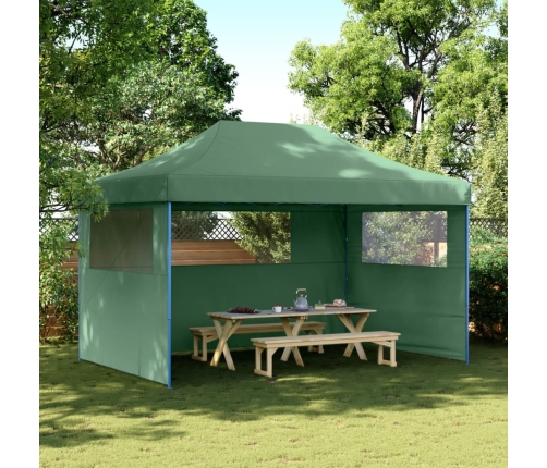 Tienda de fiesta plegable Pop-Up con 3 paredes laterales verde