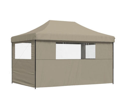 Tienda de fiesta plegable Pop-Up con 3 paredes laterales taupe