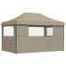 Tienda de fiesta plegable Pop-Up con 3 paredes laterales taupe