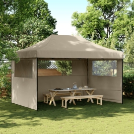 Tienda de fiesta plegable Pop-Up con 3 paredes laterales taupe