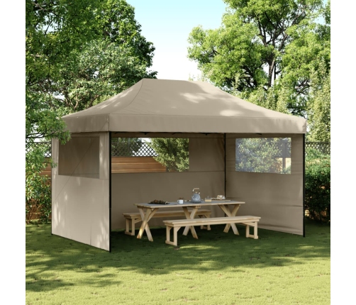 Tienda de fiesta plegable Pop-Up con 3 paredes laterales taupe